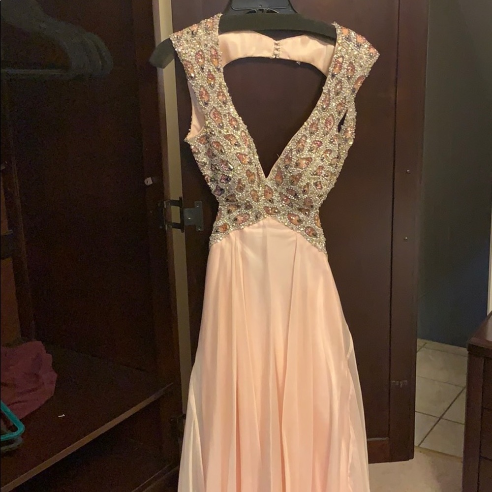 Jovani Sequin Cut Out Pink Prom Dress